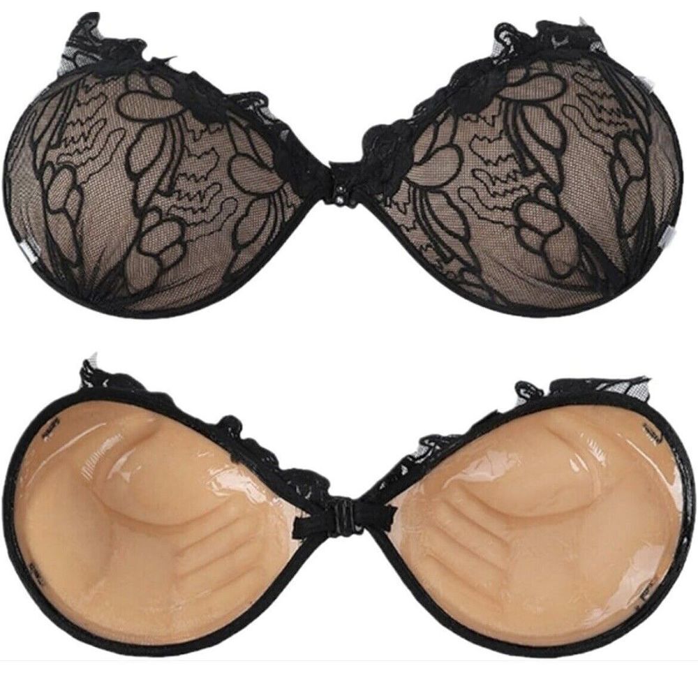 Janmany Adhesive Bra Women Strapless Push Up Sticky Black Size A